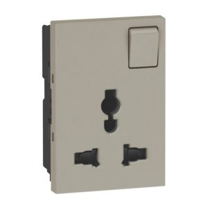 Ổ Cắm Arteor™ 2P+E Có Công Tắc - 3 Module - Màu Champagne